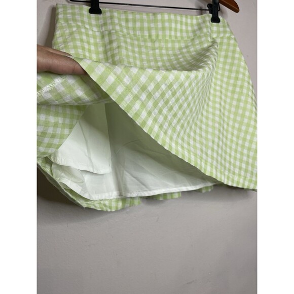 Shiny By Nature Women's 3XL Neon Green Plaid Mini Skirt - Picture 4 of 6